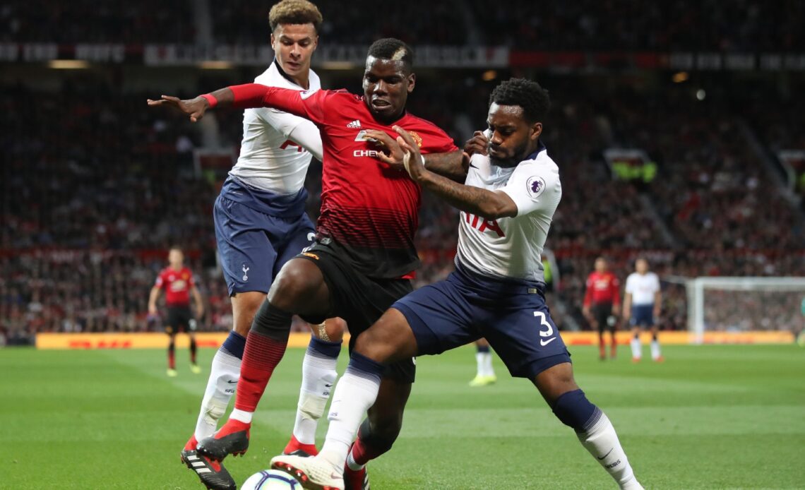 Paul Pogba, Danny Rose and Dele Alli compete for the ball