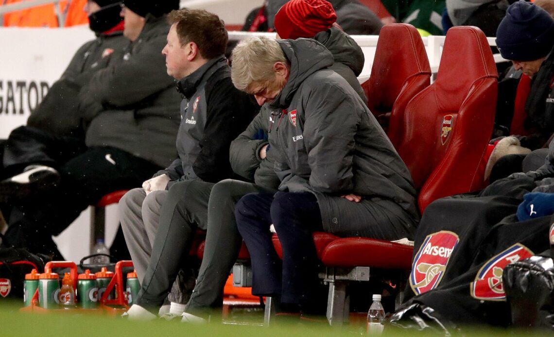 Former Arsenal manager Arsene Wenger looks dejected