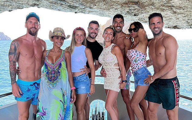 Lionel Messi has carried on relaxing with Luis Suarez and Cesc Fabregas on holiday in Ibiza
