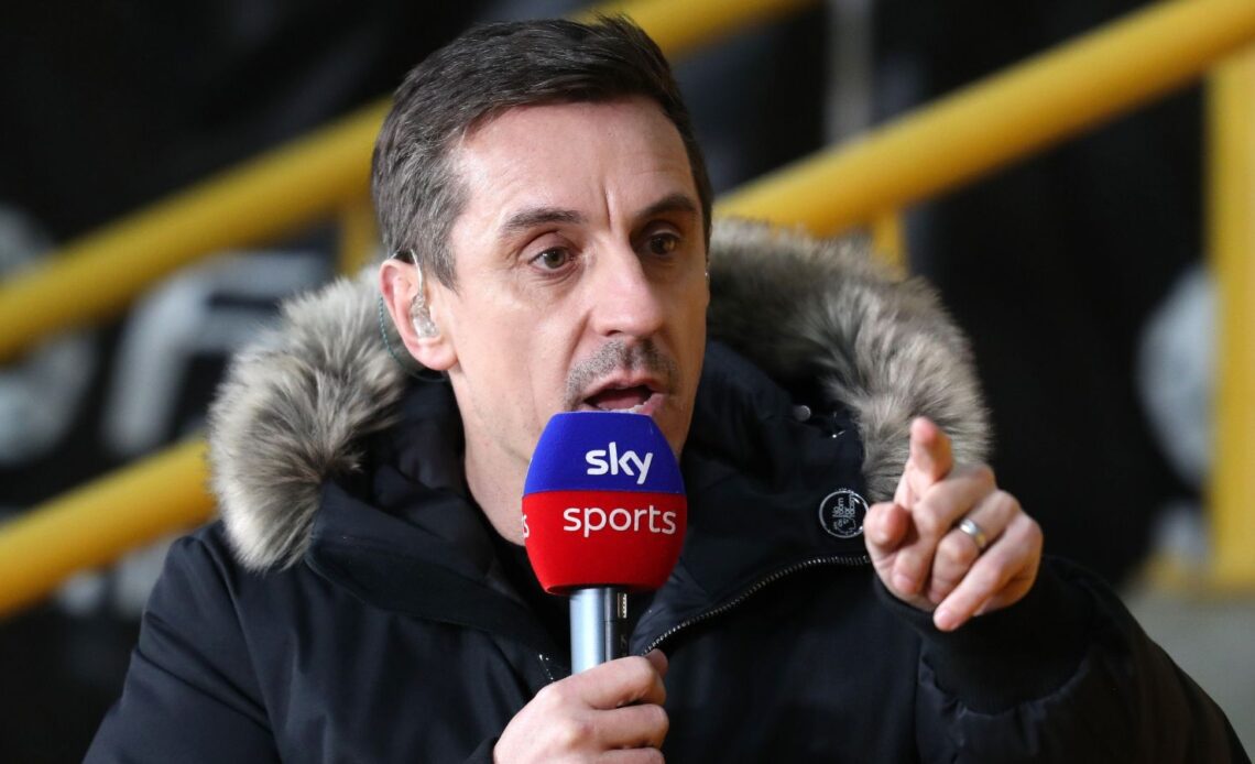 Former Man Utd defender Gary Neville speaks to his fellow pundits