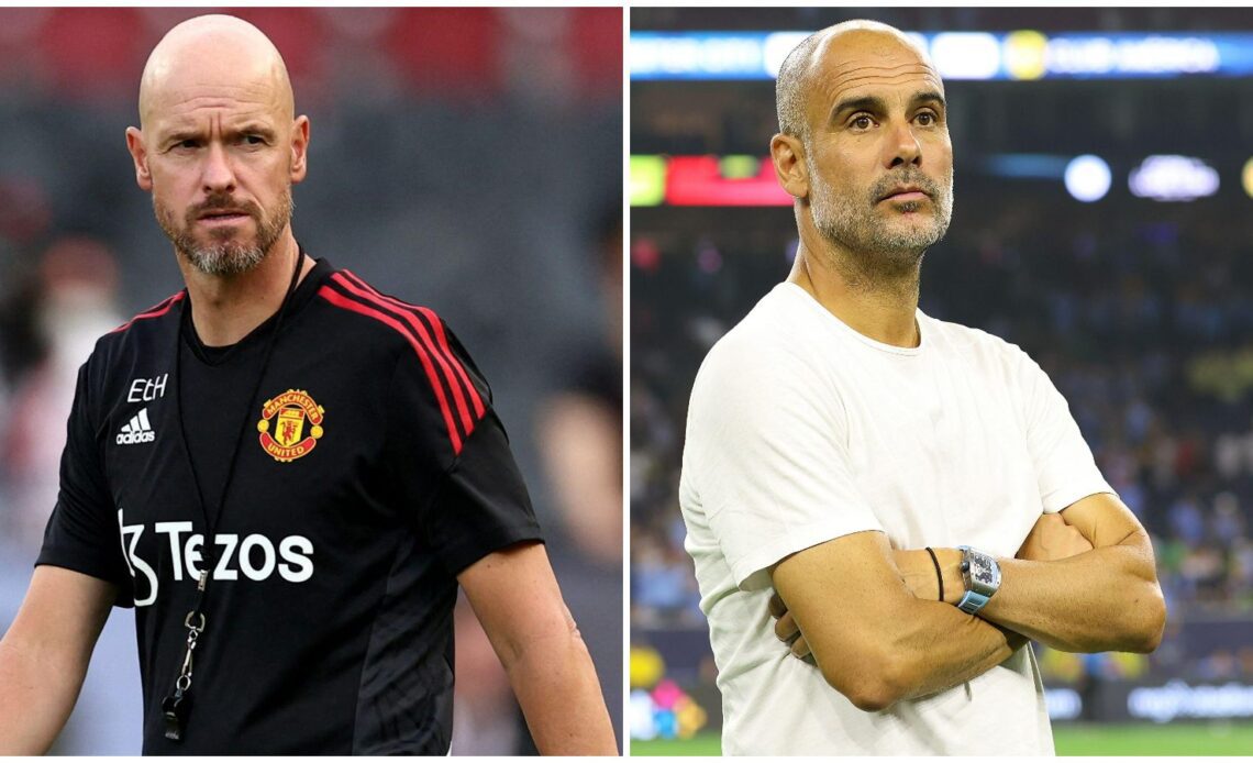 Manchester United manager Erik ten Hag and Manchester City boss Pep Guardiola.