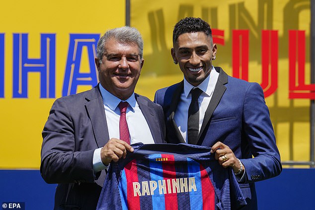 Raphinha was officially unveiled as a Barcelona player at the Ciutat Esportiva Joan Gamper
