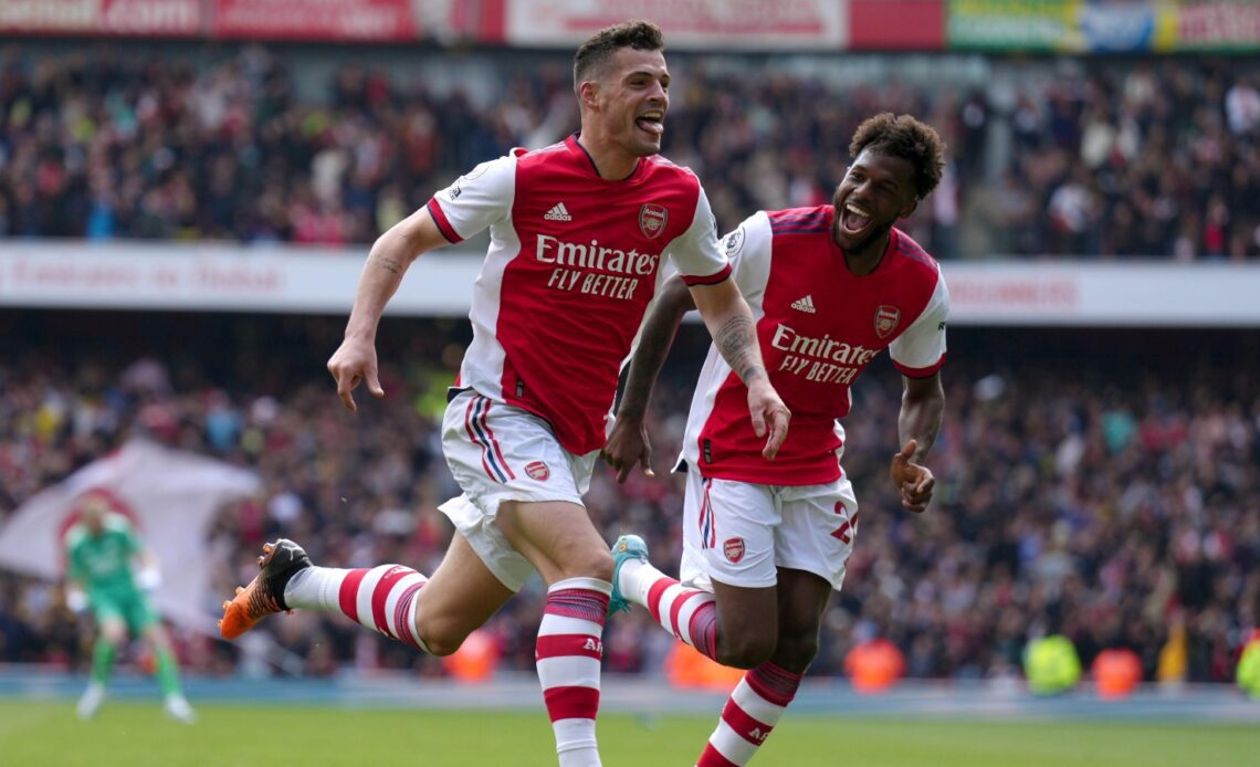 Arsenal midfielder Granit Xhaka celebrates his goal