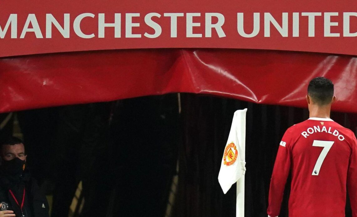 Man Utd striker Cristiano Ronaldo walks down the Old Trafford tunnel