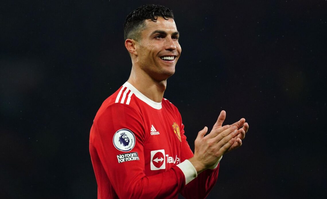 Man Utd striker Cristiano Ronaldo claps the supporters