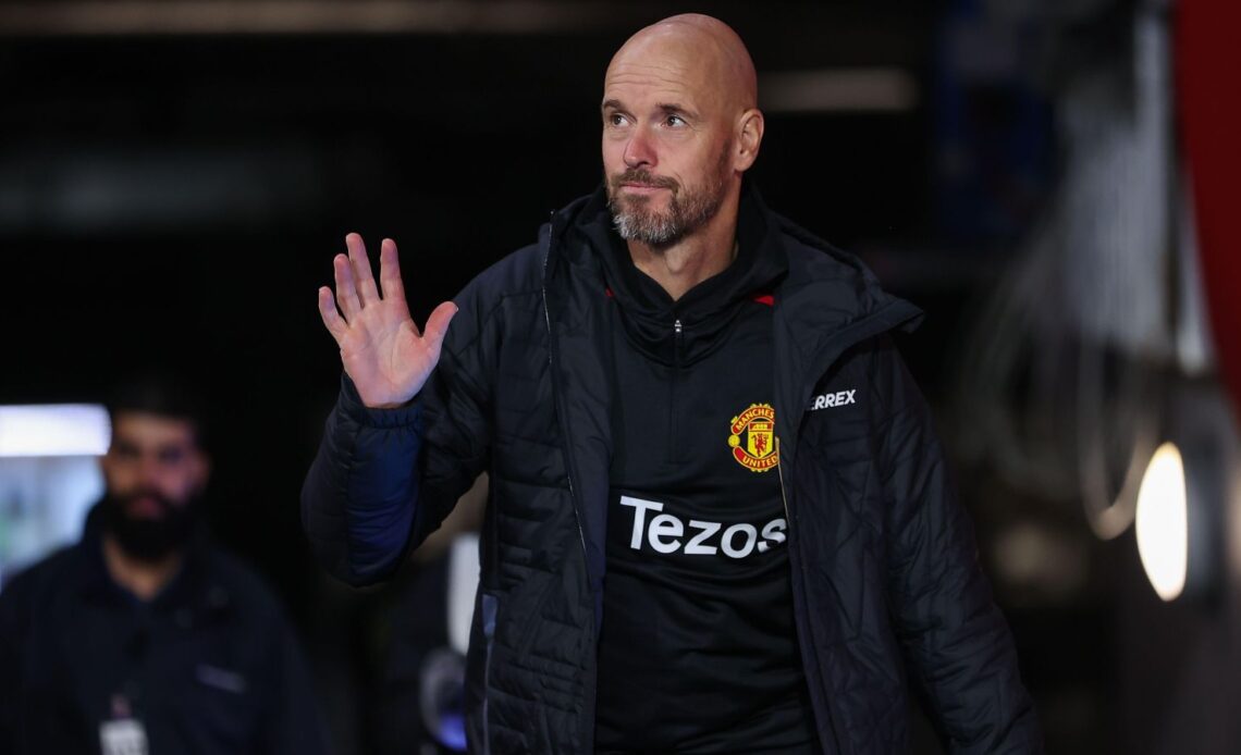 Man Utd boss Erik ten Hag waves to fans as he comes out of the tunnel