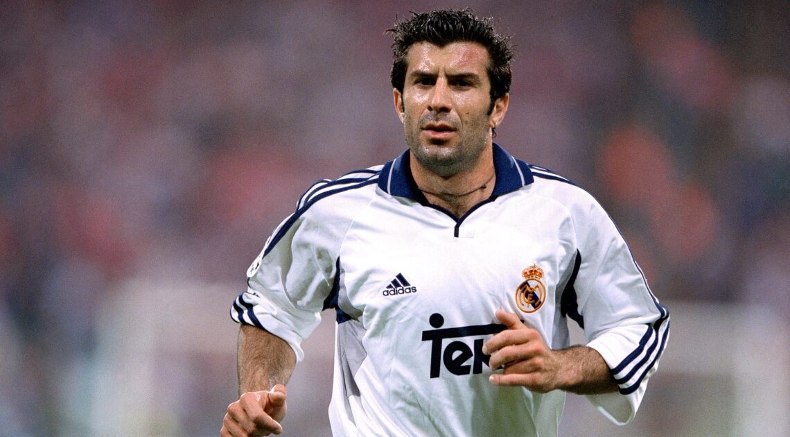 Luis Figo playing for Real Mdrid against Bayern Munch in the Champions League. Allianz Arena, May 2001.