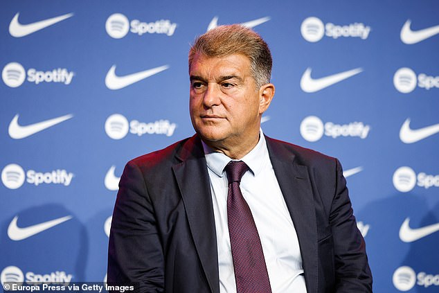 Barcelona president Joan Laporta (pictured) is looking to force the Dutchman out of the club