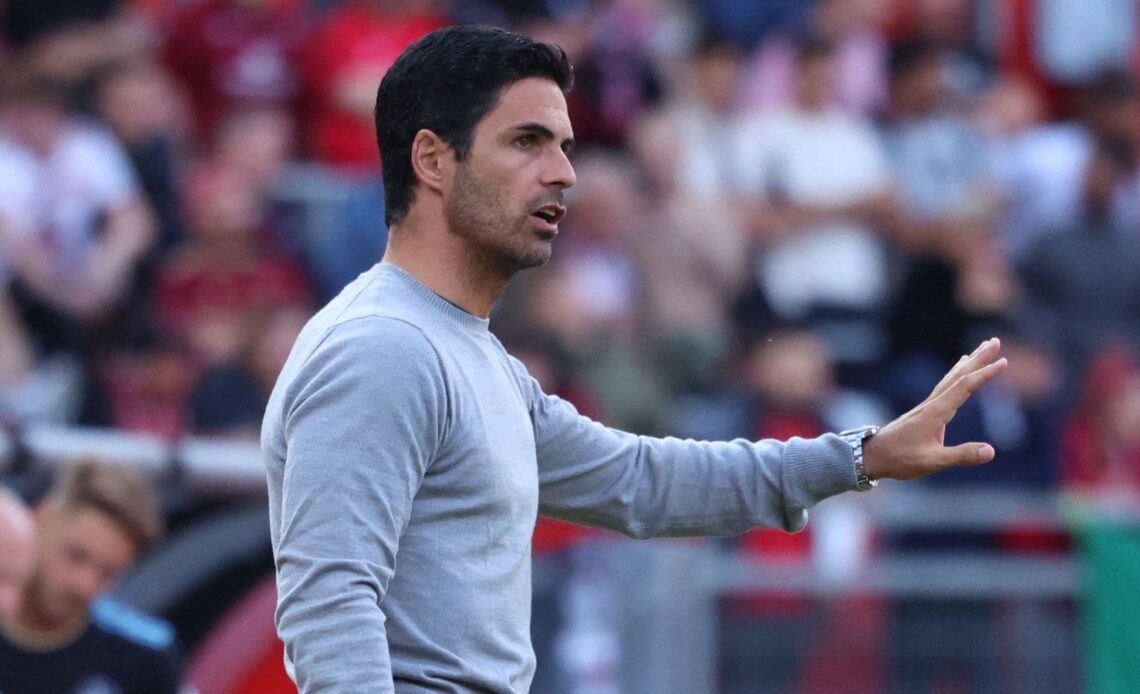 Arsenal manager Mikel Arteta watches on during the pre-season friendly against Nurnberg