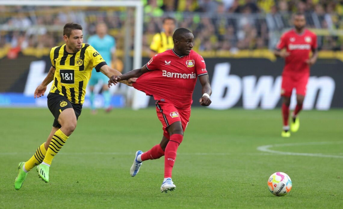 Arsenal target Moussa Diaby runs away from a defender