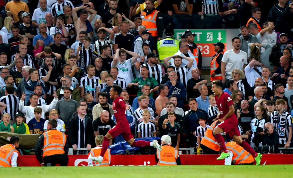 Liverpool winger Fabio Carvalho celebrates his goal