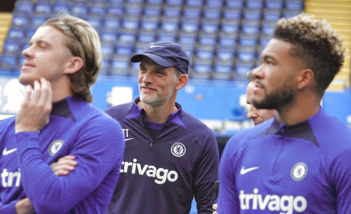 Chelsea manager Thomas Tuchel with Reece James and Conor Gallagher