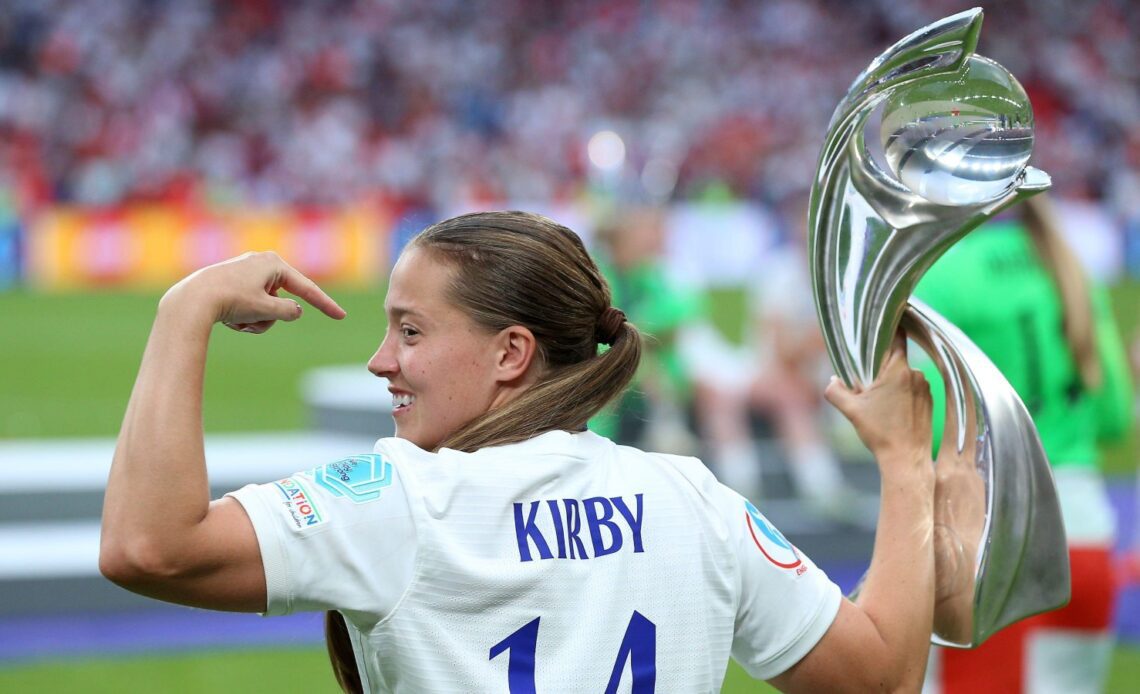 Fran Kirby with the women's football Euro 2022 trophy