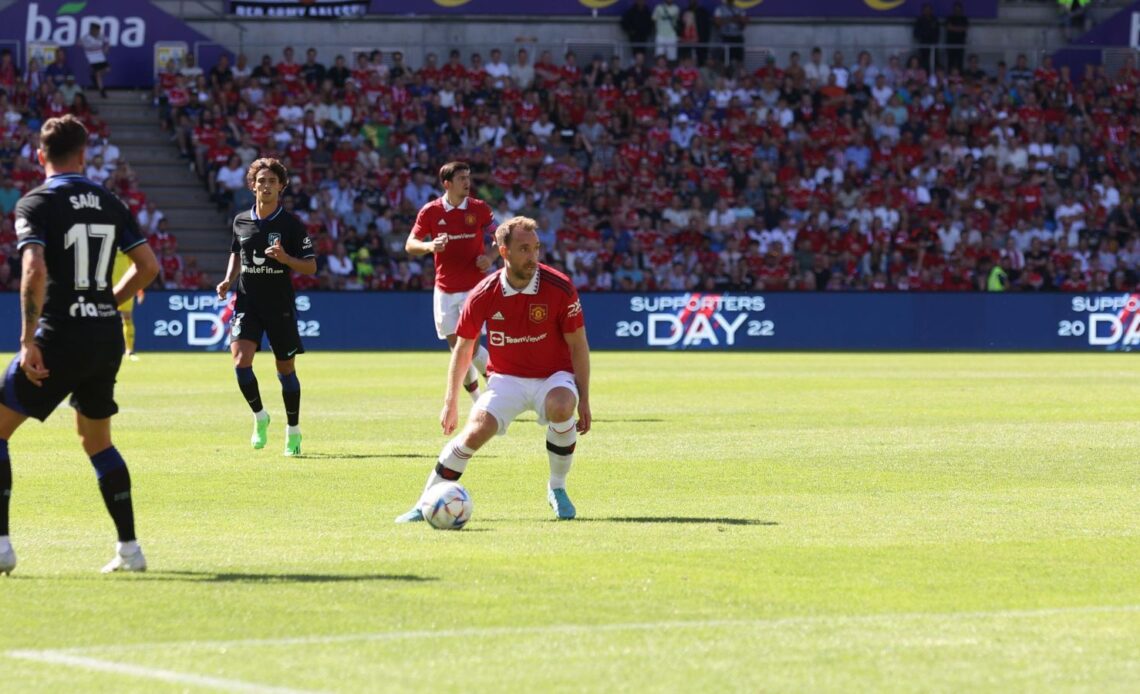 Man Utd midfielder Christian Eriksen controls the ball