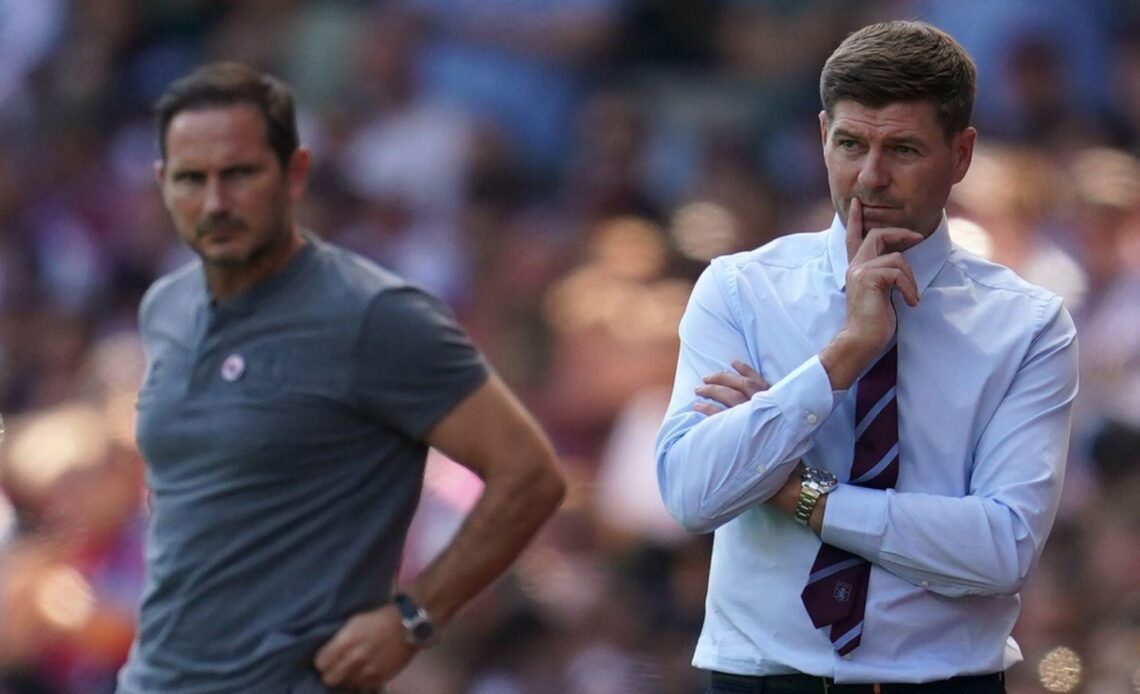 Steven Gerrard and Frank Lampard watches from the touchline