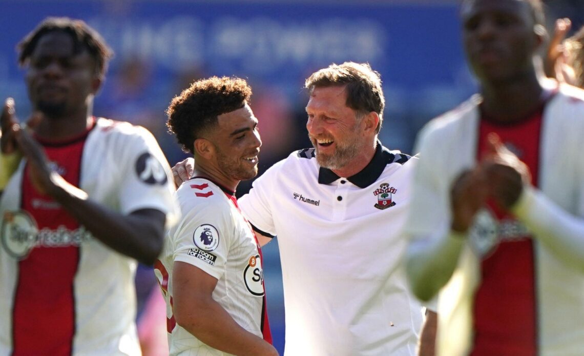 Ralph Hasenhuttl and Che Adams after a match