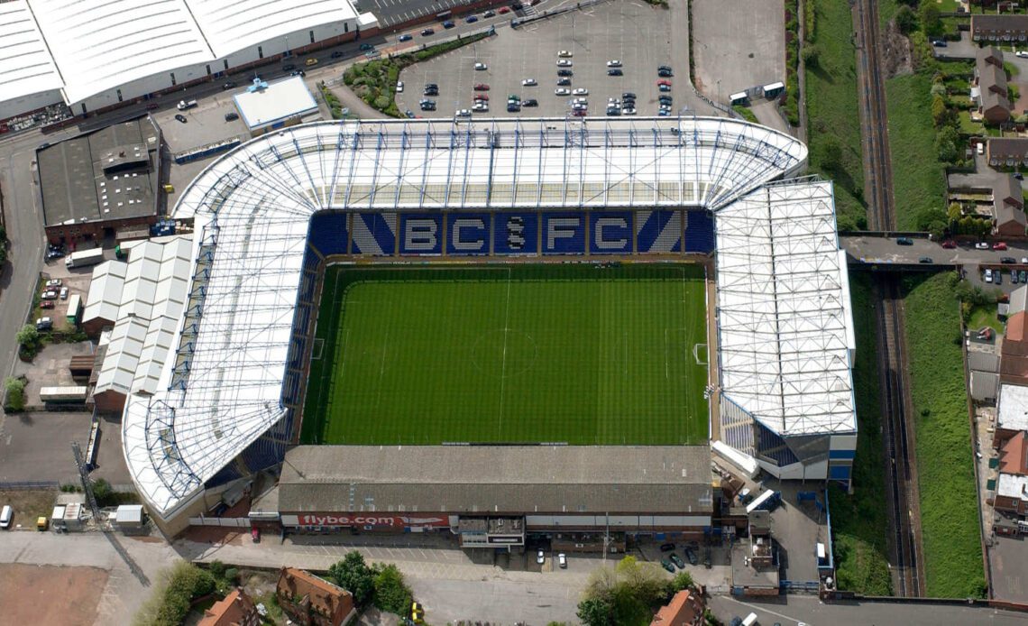 An aerial shot of the Birmingham City stadium, St Andrews