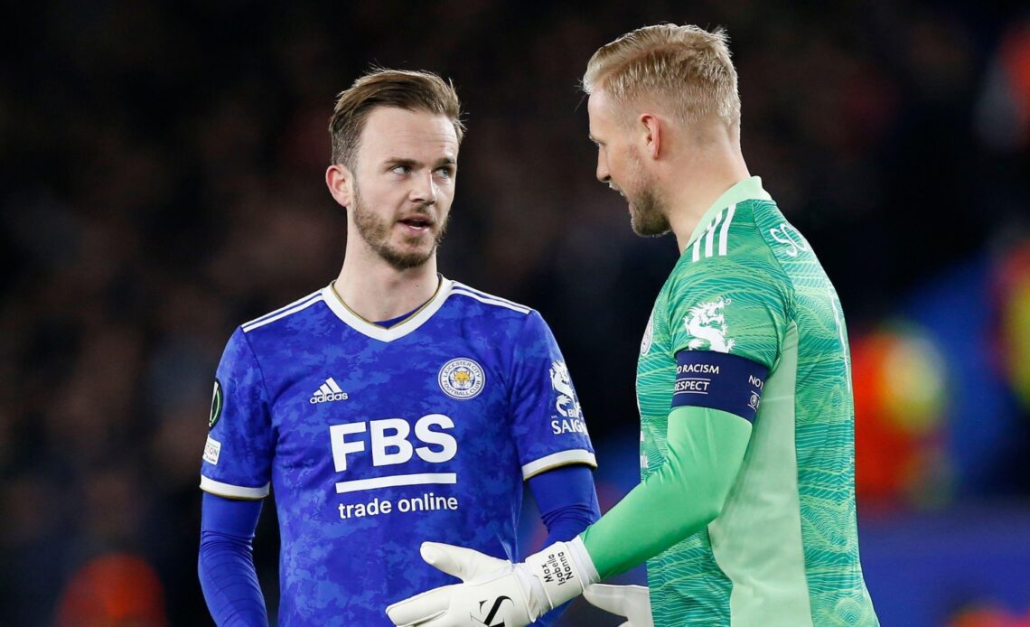 Leicester duo James Maddison and Kasper Schmeichel