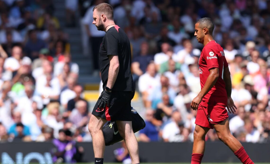 Liverpool midfielder Thiago Alcantara walks off the pitch