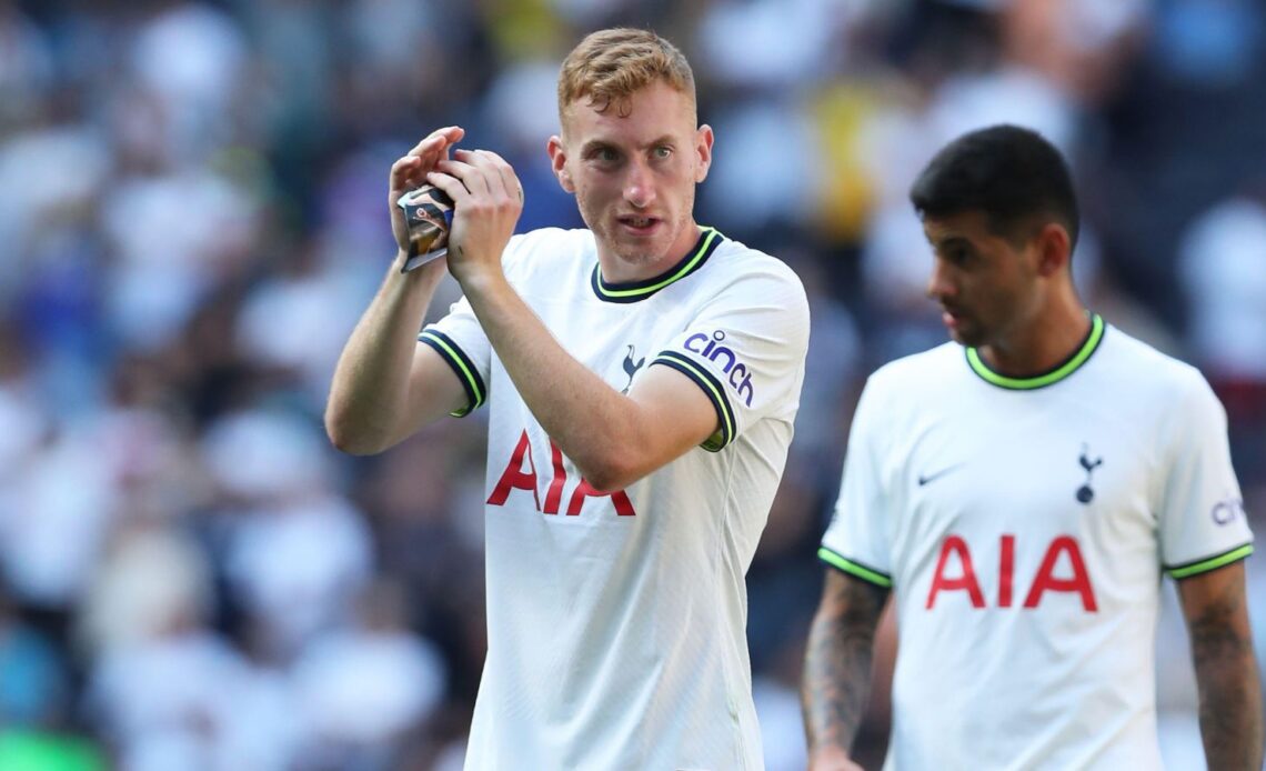 Tottenham winger Dejan Kulusevski claps supporters