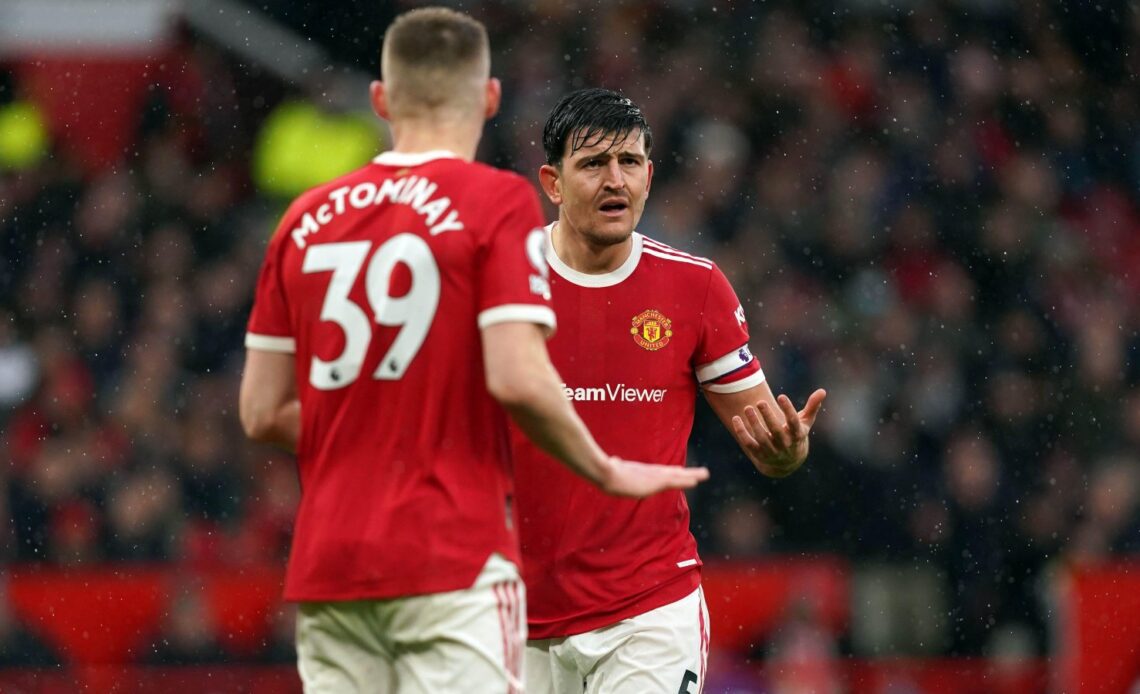 Harry Maguire and Scott McTominay look confused for Manchester United