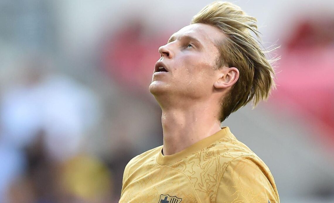 Man Utd target Frenkie de Jong looks to the sky