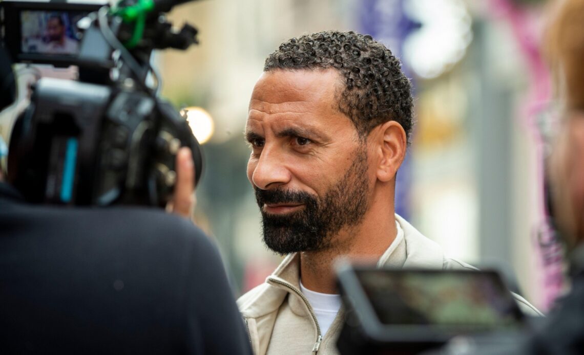Rio Ferdinand speaks at an event in Carnaby Street