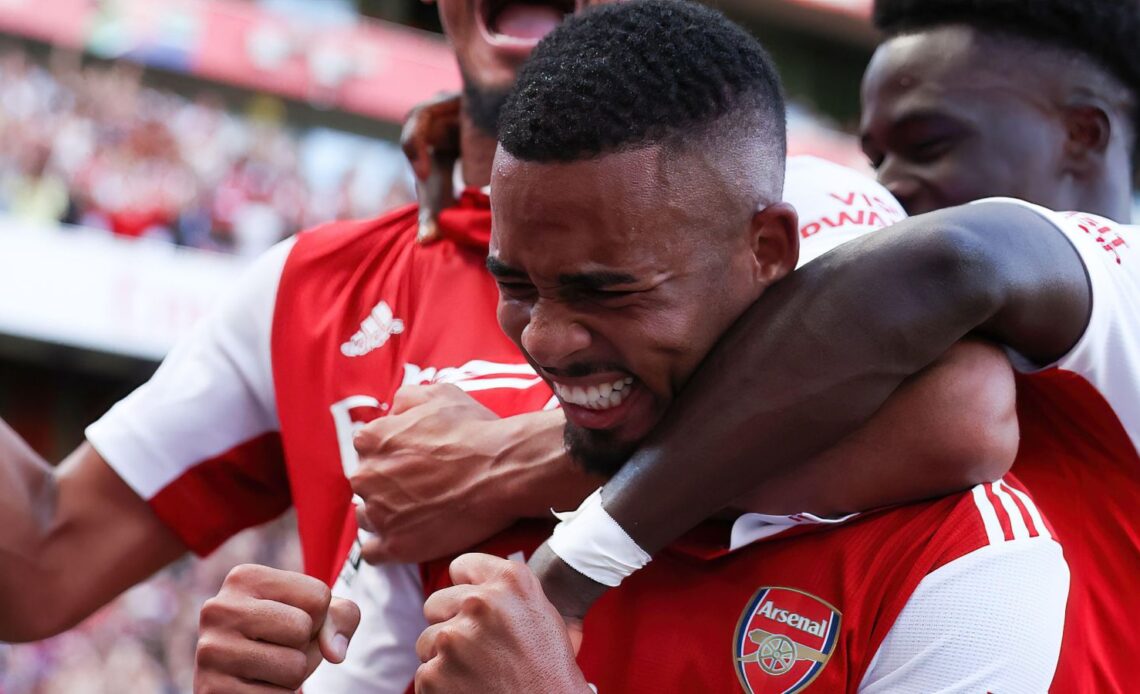 Arsenal striker Gabriel Jesus celebrates scoring