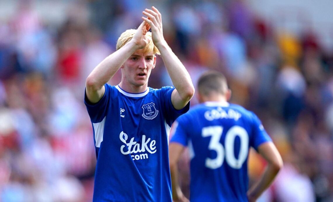 Chelsea target Anthony Gordon claps the supporters