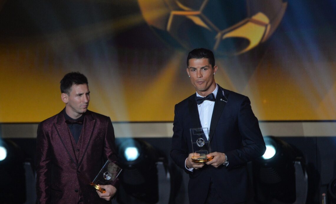 Ballon d'Or - Lionel Messi and Cristiano Ronaldo receiving an award