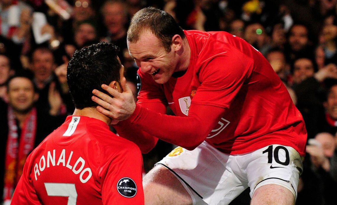 Man Utd duo Wayne Rooney and Cristiano Ronaldo celebrate