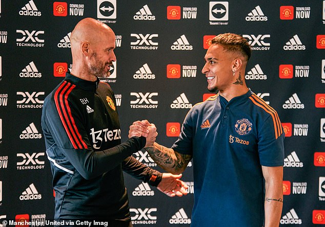 Antony says United boss Erik ten Hag (left) as 'perfect' having worked together at Ajax