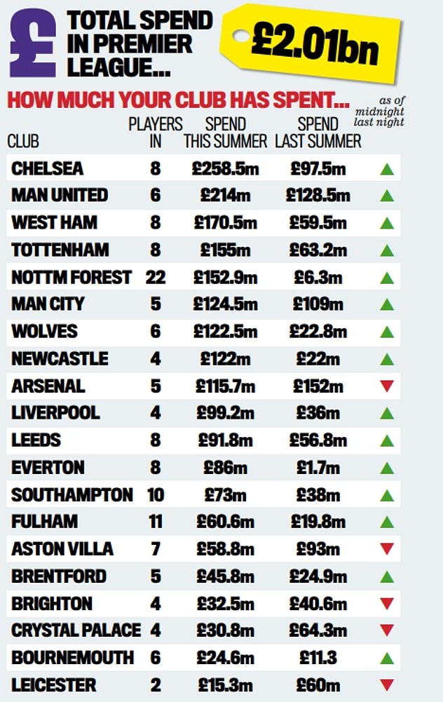 Sportsmail's graphic revealing the big spending of the Premier League's owners
