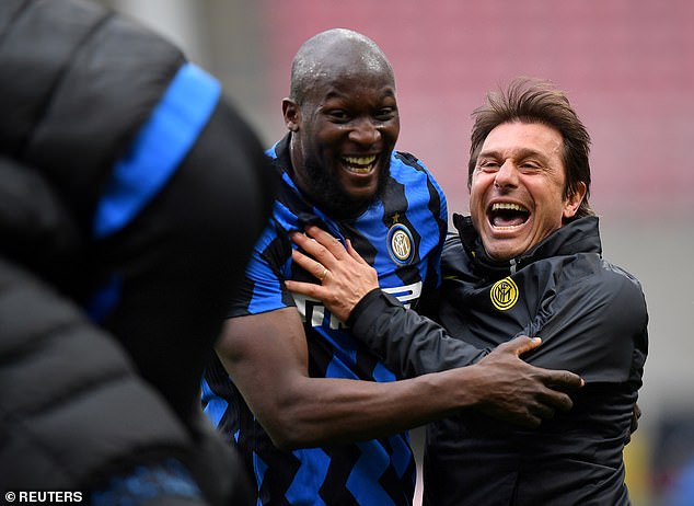 Such a sensational move would see Lukaku reunite with former boss Antonio Conte (right)