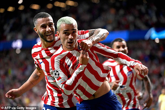 Griezmann celebrates after scoring in Atletico's Champions League fixture against Porto