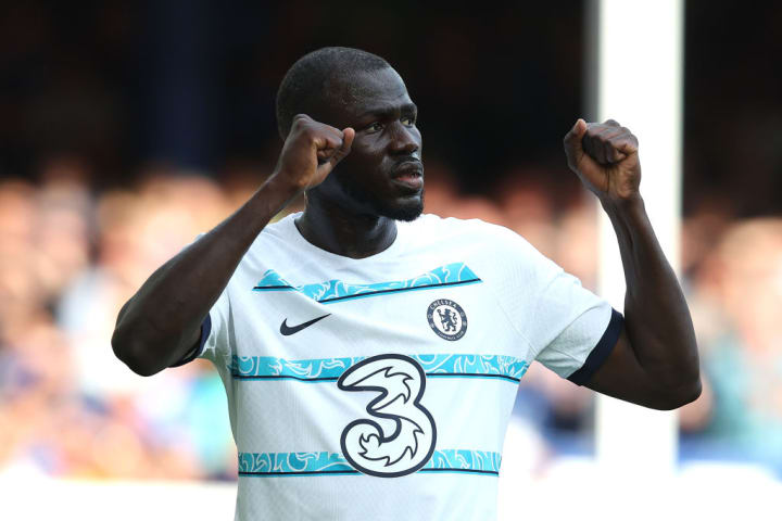 Kalidou Koulibaly celebrates Chelsea's win over Everton
