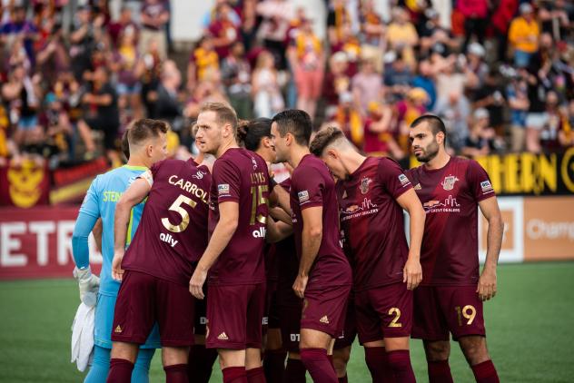 Detroit City FC huddle