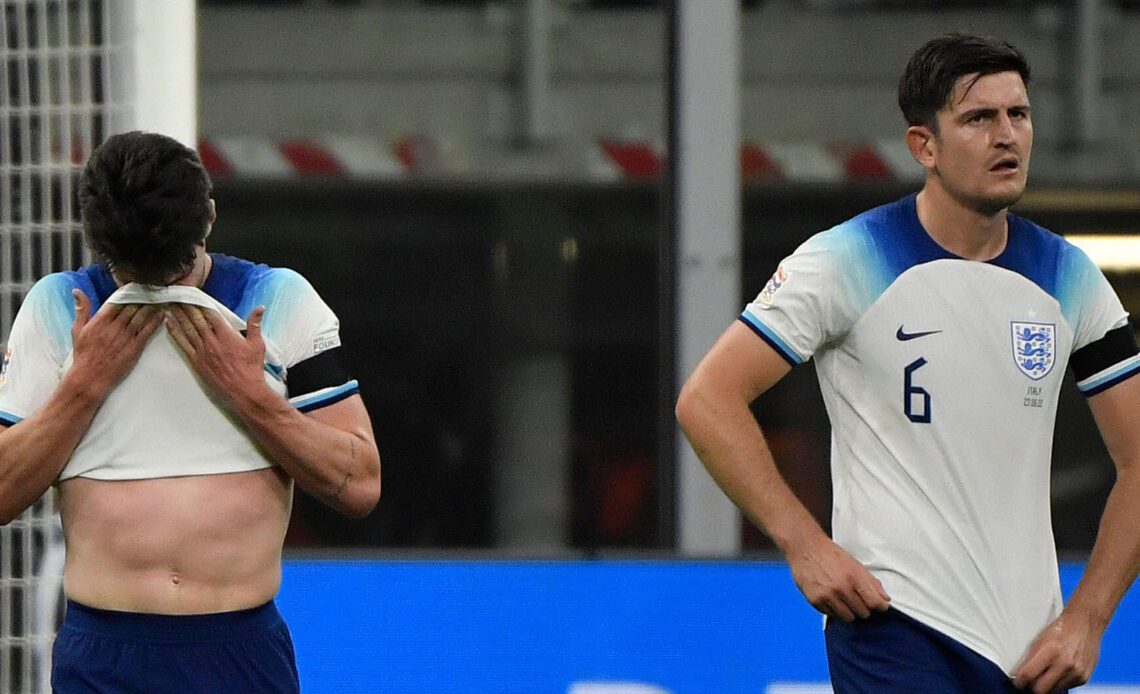 Dejection of Declan Rice and Harry Maguire of England