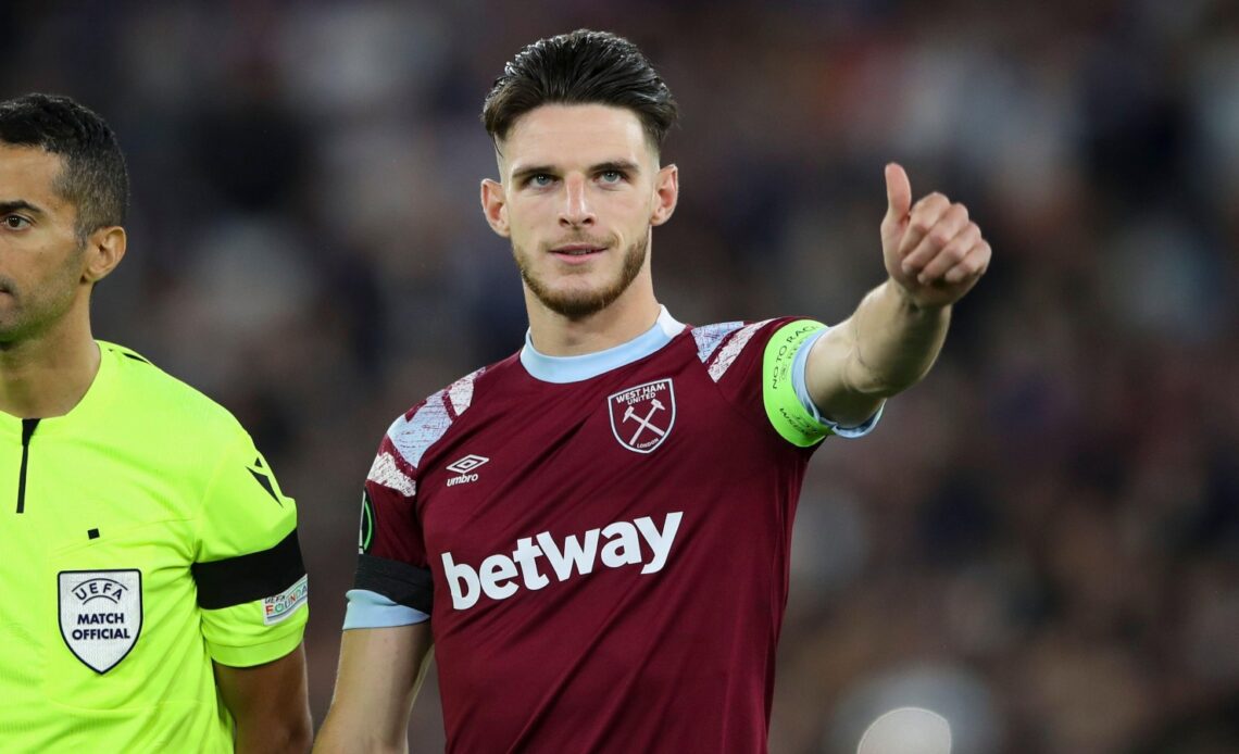 West Ham midfielder Declan Rice gives the thumbs up