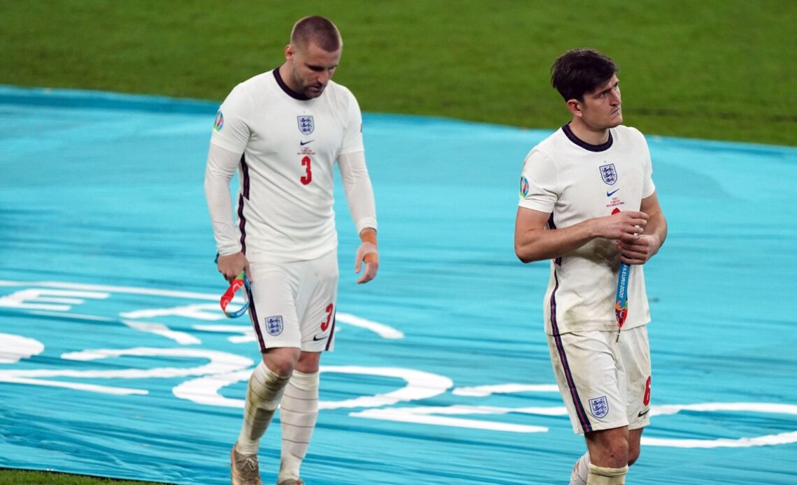 Harry Maguire with Luke Shaw after Euro 2020 final