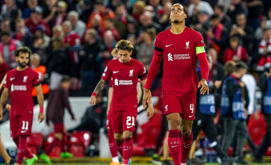 Liverpool defender Virgil van Dijk looks frustrated