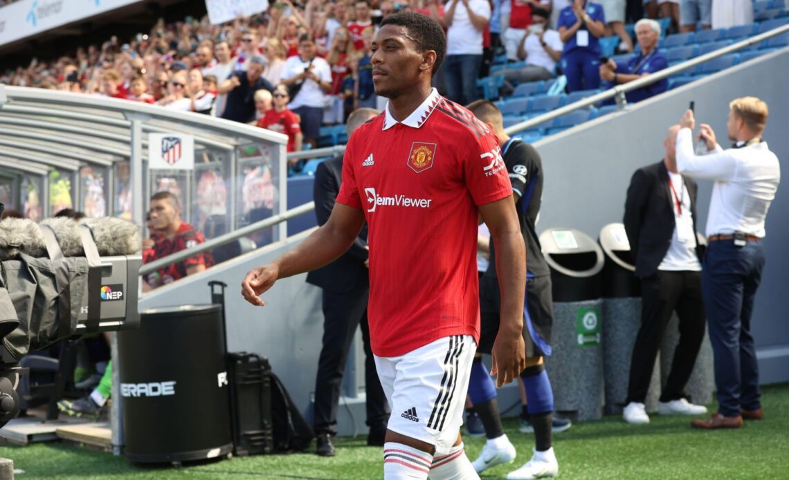 Man Utd striker Anthony Martial walks out onto the pitch