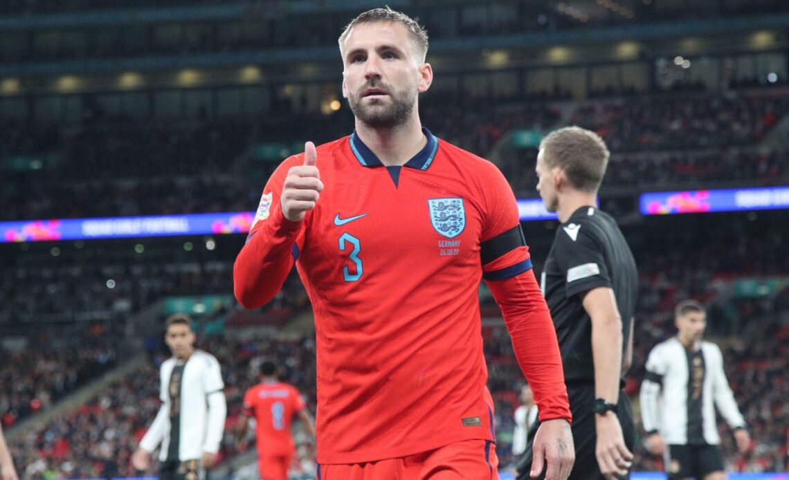 Man Utd defender Luke Shaw gives the thumbs up