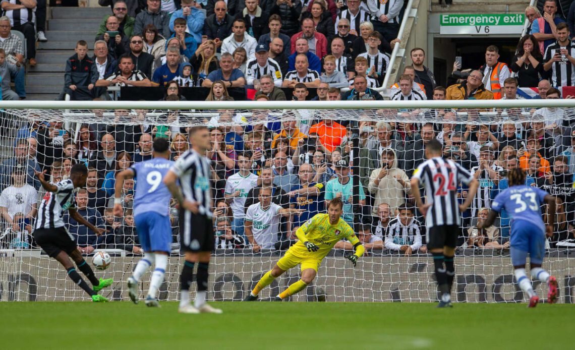 Alexander Isak scores for Newcastle against Brentford