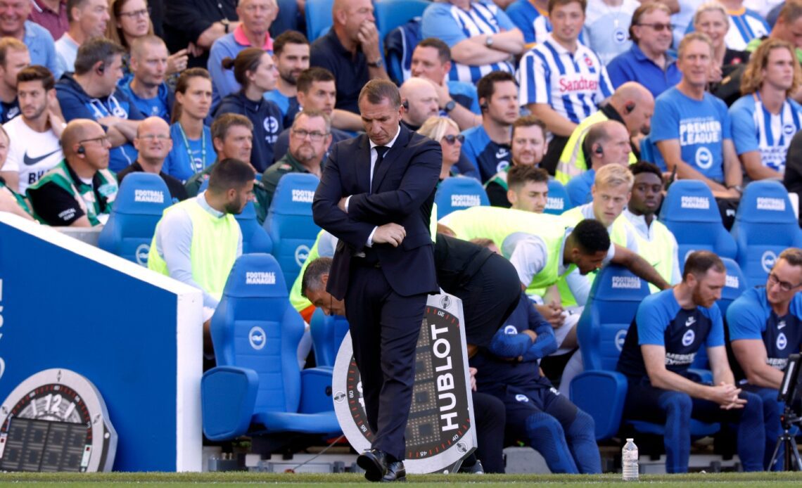 Brendan Rodgers looks dejected on the touchline