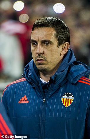 He also worked under Gary Neville at Valencia before succeeding the Brit (above)