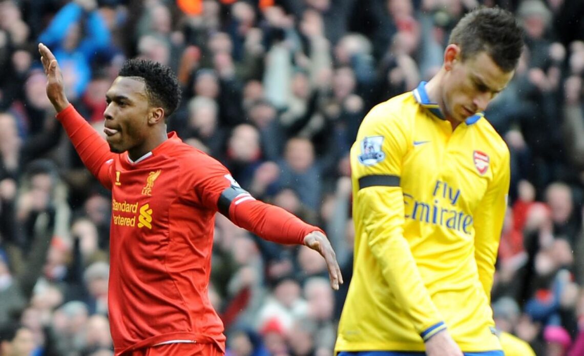 Daniel Sturridge celebrates after scoring for Liverpool in a 5-1 Premier League win over Arsenal