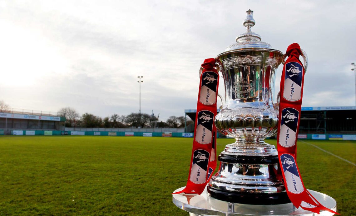 The FA Cup on display at Blyth Spartans in 2015