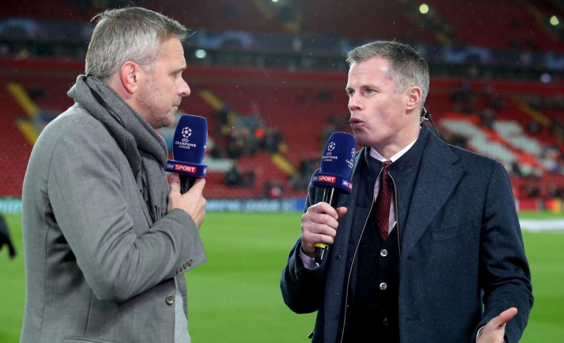 Jamie Carragher and Didi Hamann during a Sky Sports broadcast