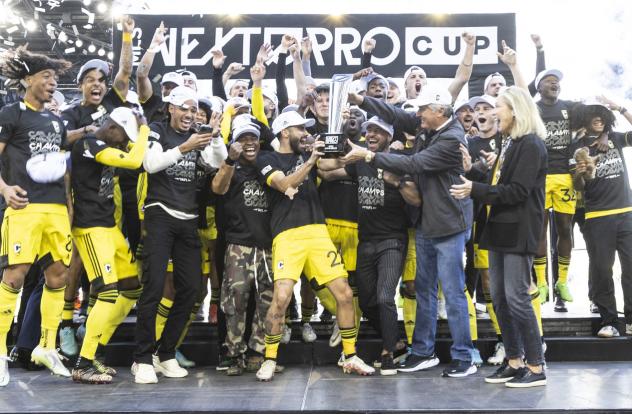 Columbus Crew 2 celebrate the inaugural MLS Next Pro Cup title